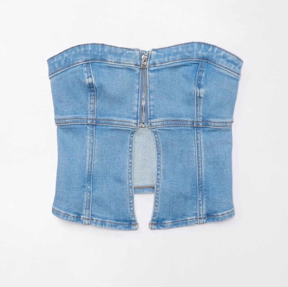 💠 American Eagle AE Denim Zip-front Tube Top